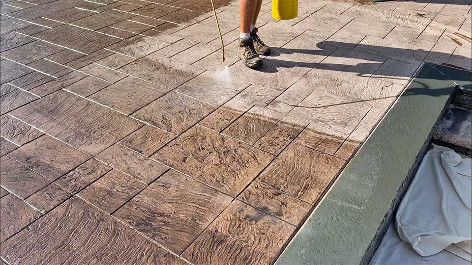 Stamped Concrete Pattern Pressure Washing